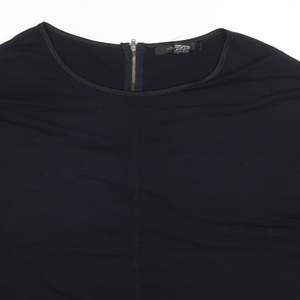 89th & Madison Womens Blue Polyester Basic Blouse Size XL Round Neck