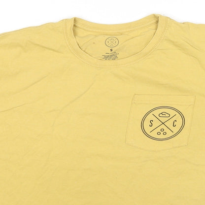 Sand Cloud Mens Yellow Cotton T-Shirt Size S Round Neck - Logo Save The Fishies