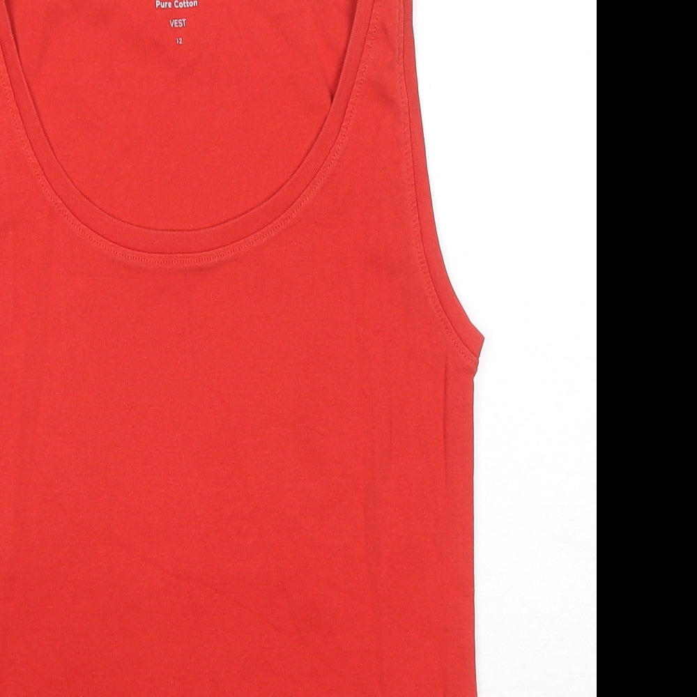 Womens UK Size 12 Marks and Spencer Red Basic Tank