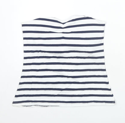 Originals Womens White Striped Cotton Basic Tank Size 12 Square Neck - Size 12-14 Strapless