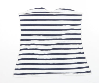 Originals Womens White Striped Cotton Basic Tank Size 12 Square Neck - Size 12-14 Strapless