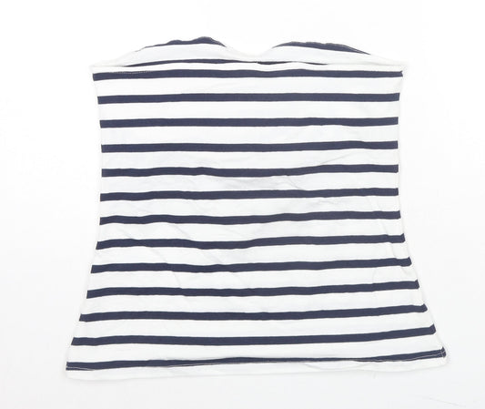 Originals Womens White Striped Cotton Basic Tank Size 12 Square Neck - Size 12-14 Strapless