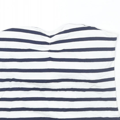 Originals Womens White Striped Cotton Basic Tank Size 12 Square Neck - Size 12-14 Strapless