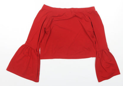 Womens UK Size 10 New Look Red Basic Blouse
