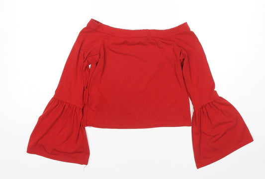 Womens UK Size 10 New Look Red Basic Blouse
