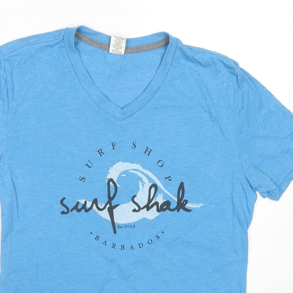 Foxin Womens Blue Cotton Basic T-Shirt Size S V-Neck - Surf Shak