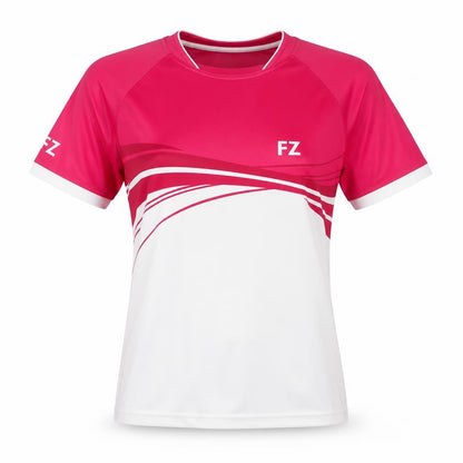 Forza Womens White Colourblock Polyester Basic T-Shirt Size L Round Neck Pullover