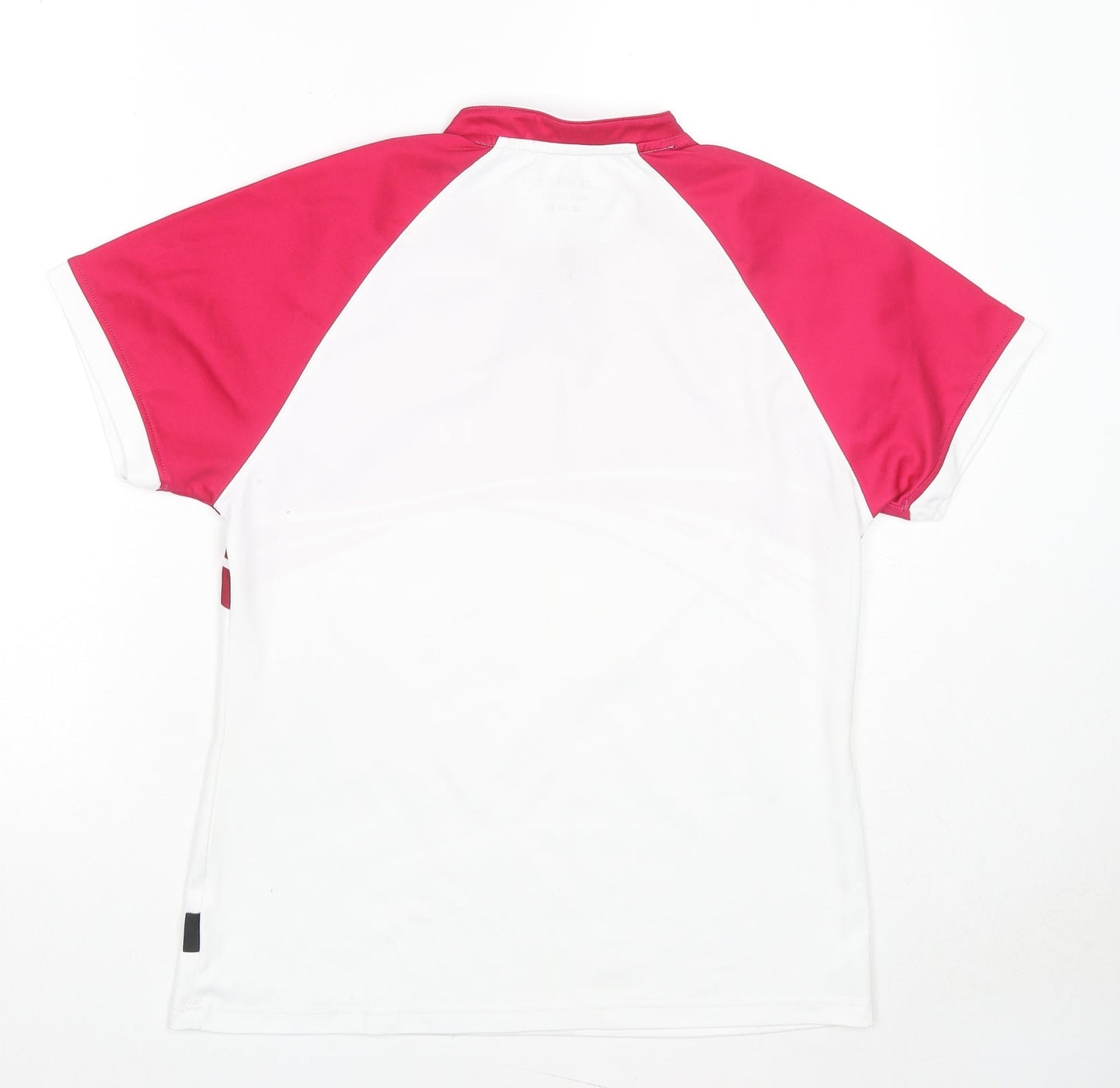 Forza Womens White Colourblock Polyester Basic T-Shirt Size L Round Neck Pullover