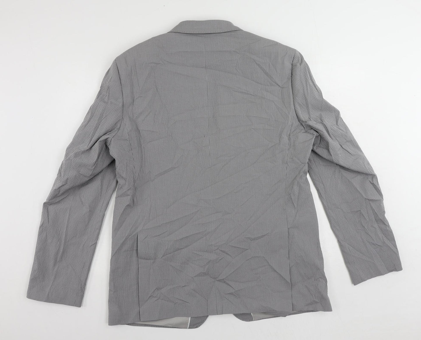 Autograph Mens Grey Geometric Cotton Jacket Suit Jacket Size 44 Regular