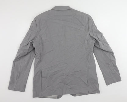 Autograph Mens Grey Geometric Cotton Jacket Suit Jacket Size 44 Regular