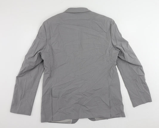 Autograph Mens Grey Geometric Cotton Jacket Suit Jacket Size 44 Regular