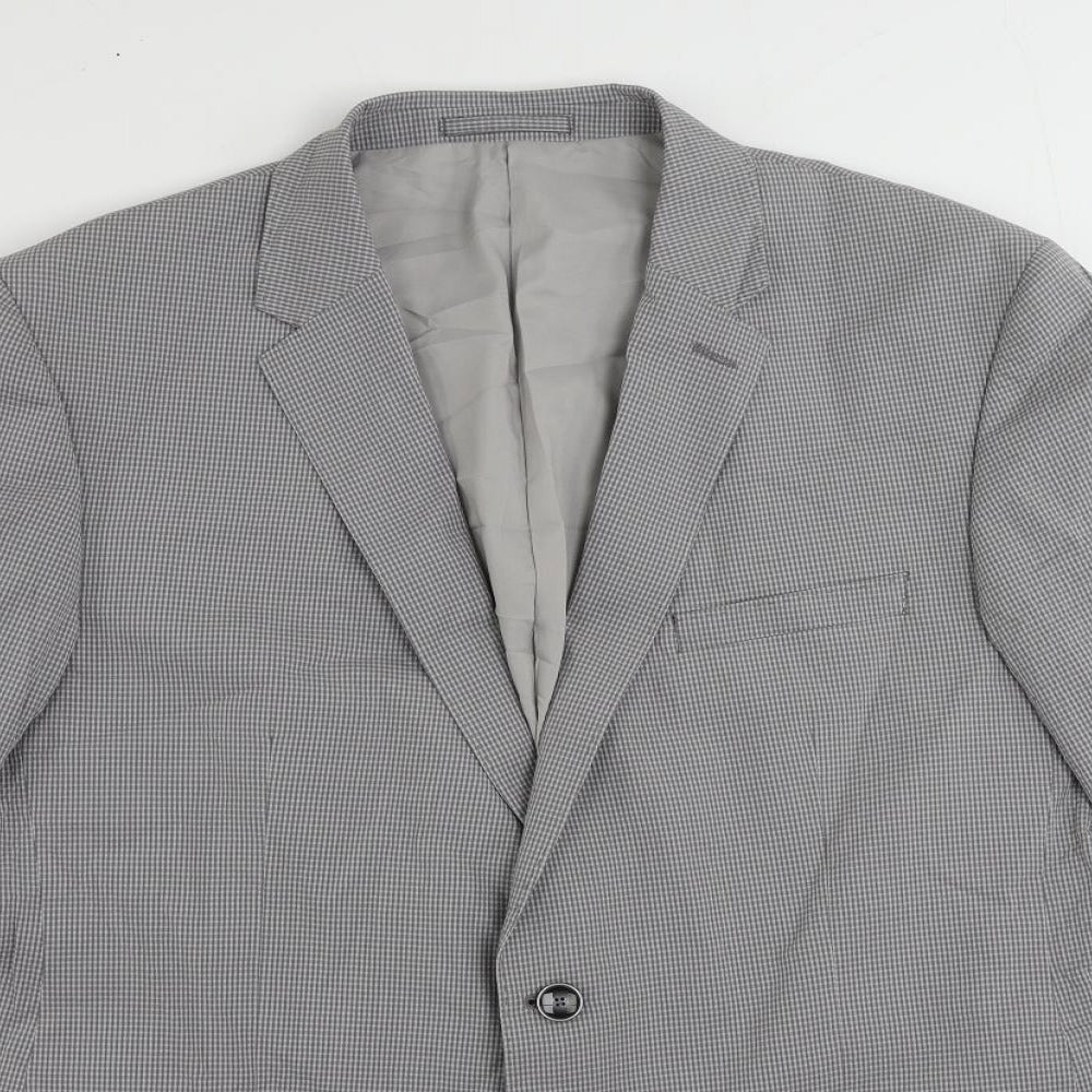 Autograph Mens Grey Geometric Cotton Jacket Suit Jacket Size 44 Regular
