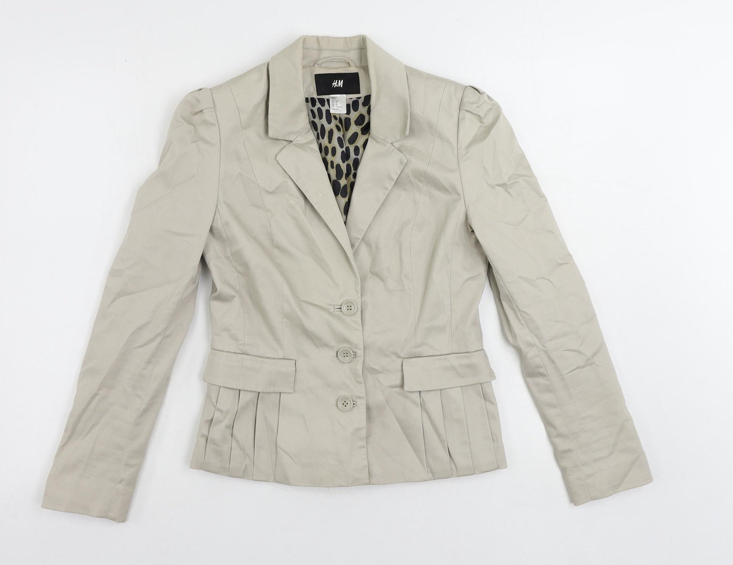 H&M Womens Beige Jacket Blazer Size 8 Button