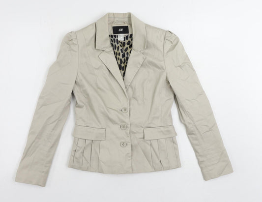 H&M Womens Beige Jacket Blazer Size 8 Button