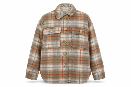 Pull&Bear Womens Brown Plaid Jacket Size S Button - Oversized