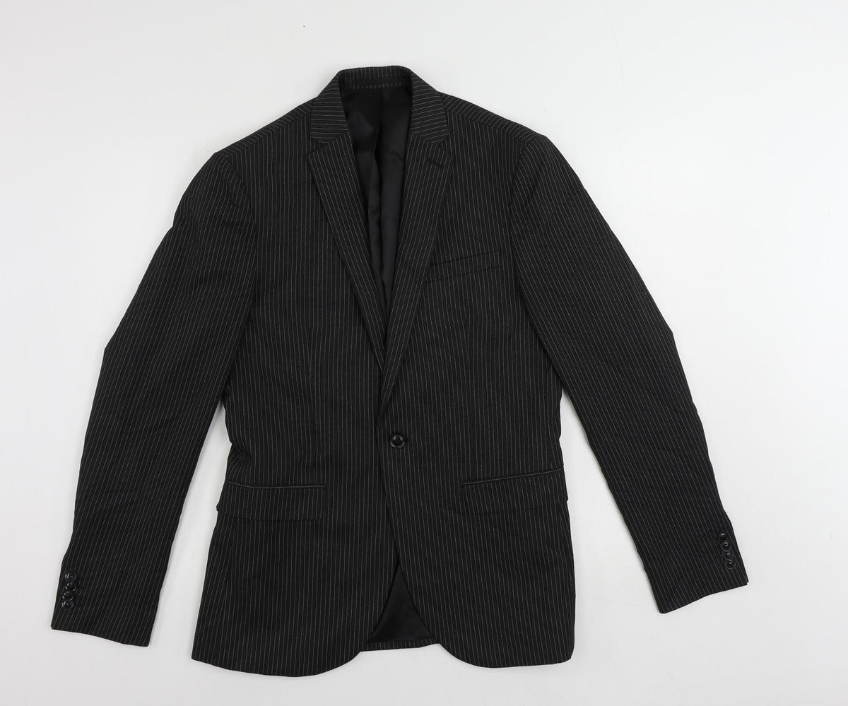 Mens UK Size 38 Topman Regular Black Suit Jacket