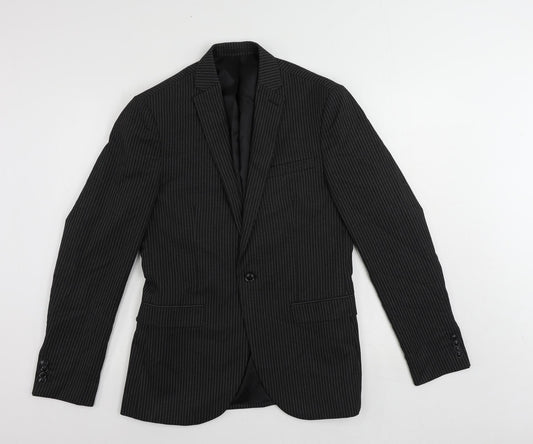 Mens UK Size 38 Topman Regular Black Suit Jacket