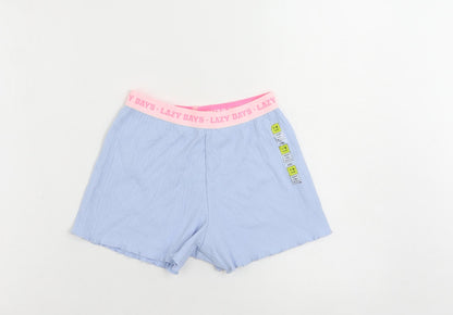 Marks and Spencer Girls Blue Solid Cotton Cami Sleep Shorts Size 7-8 Years - Lazy Days