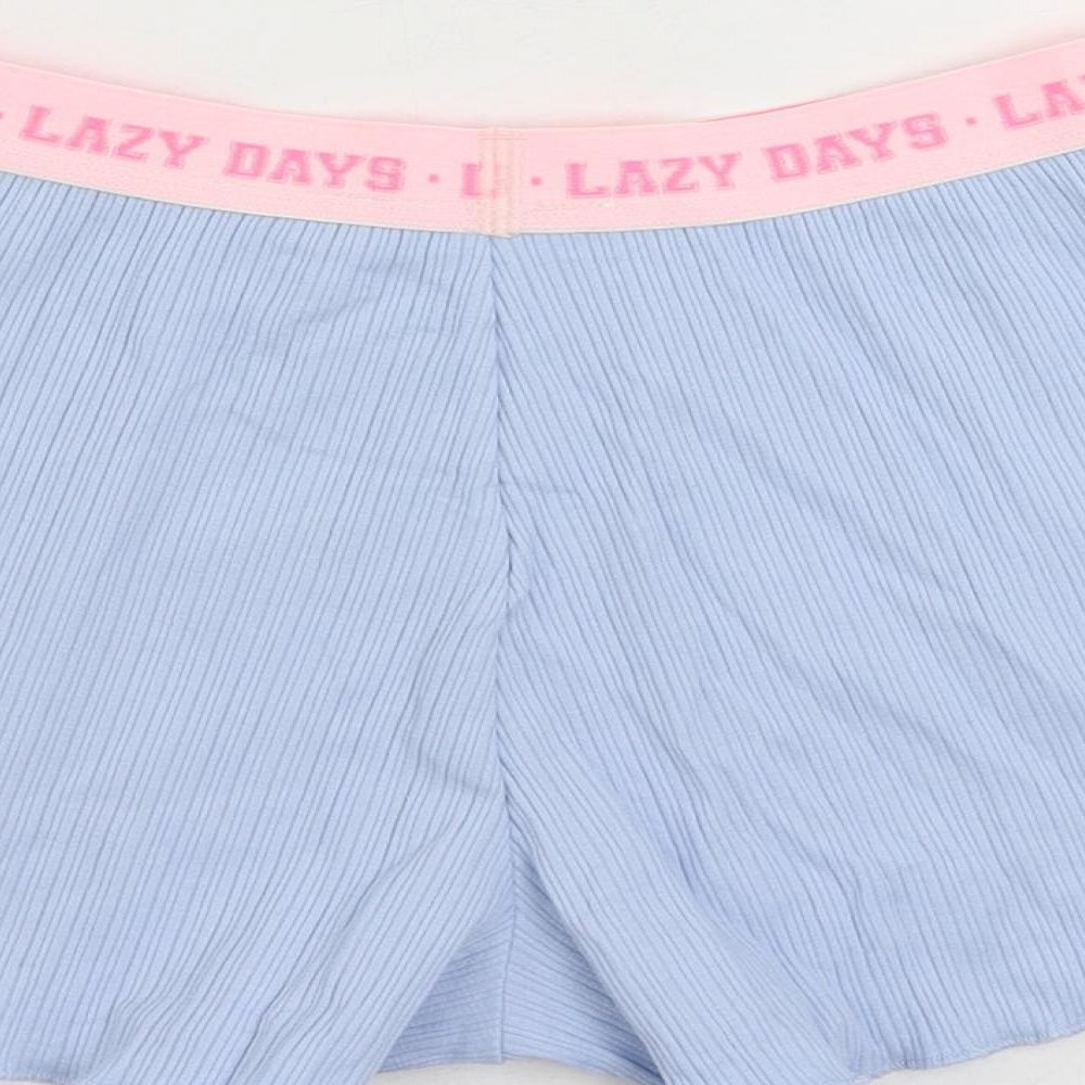 Marks and Spencer Girls Blue Solid Cotton Cami Sleep Shorts Size 7-8 Years - Lazy Days