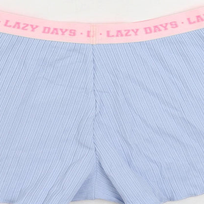 Marks and Spencer Girls Blue Solid Cotton Cami Sleep Shorts Size 7-8 Years - Lazy Days