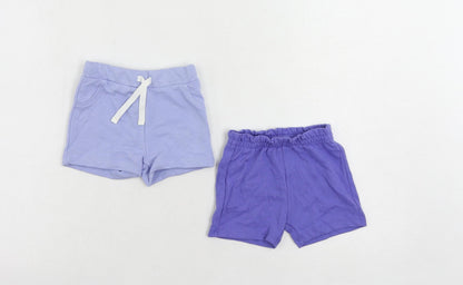 Marks and Spencer Baby Blue Cotton Shorts Set Outfit/Set Size 3-6 Months Drawstring