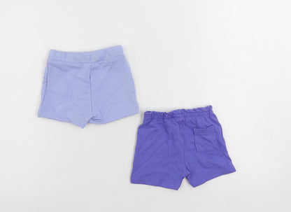Marks and Spencer Baby Blue Cotton Shorts Set Outfit/Set Size 3-6 Months Drawstring