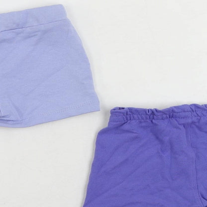 Marks and Spencer Baby Blue Cotton Shorts Set Outfit/Set Size 3-6 Months Drawstring