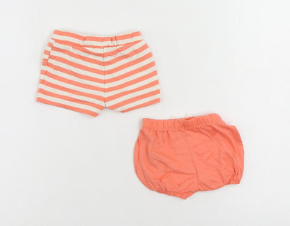 Marks and Spencer Baby Pink Striped Cotton Shorts Set Outfit/Set Size 0-3 Months