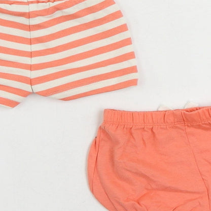 Marks and Spencer Baby Pink Striped Cotton Shorts Set Outfit/Set Size 0-3 Months