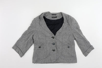 Alex & Co. Womens Grey Geometric Jacket Blazer Size 16 Button