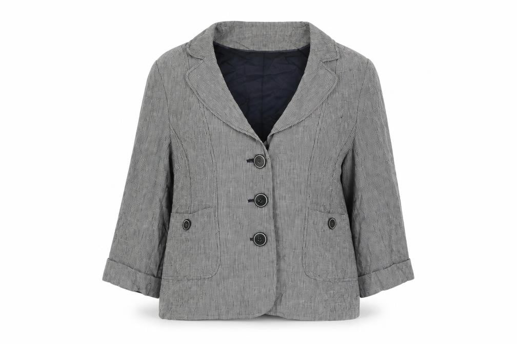 Alex & Co. Womens Grey Geometric Jacket Blazer Size 16 Button