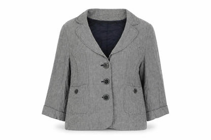 Alex & Co. Womens Grey Geometric Jacket Blazer Size 16 Button