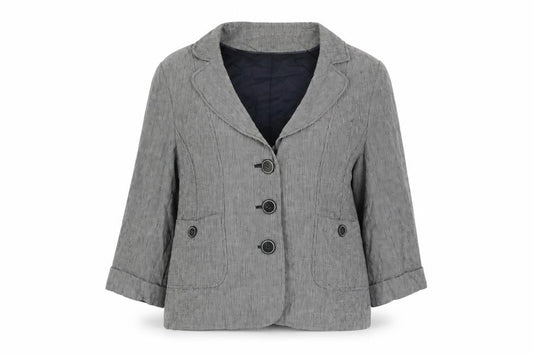 Alex & Co. Womens Grey Geometric Jacket Blazer Size 16 Button