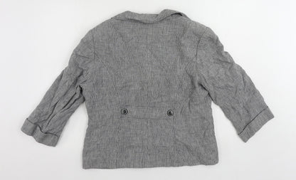 Alex & Co. Womens Grey Geometric Jacket Blazer Size 16 Button
