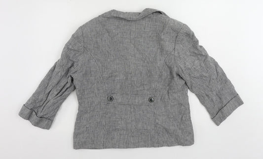 Alex & Co. Womens Grey Geometric Jacket Blazer Size 16 Button