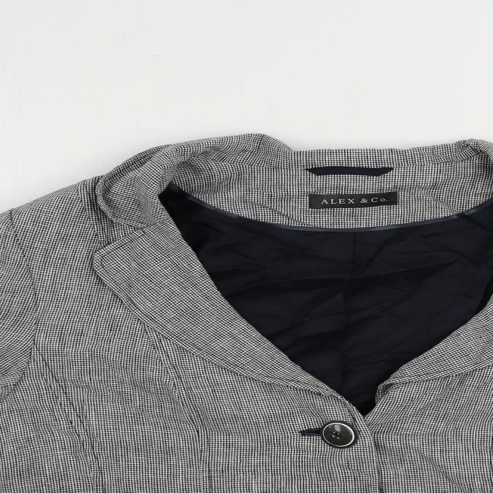 Alex & Co. Womens Grey Geometric Jacket Blazer Size 16 Button