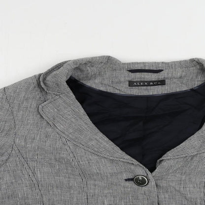 Alex & Co. Womens Grey Geometric Jacket Blazer Size 16 Button