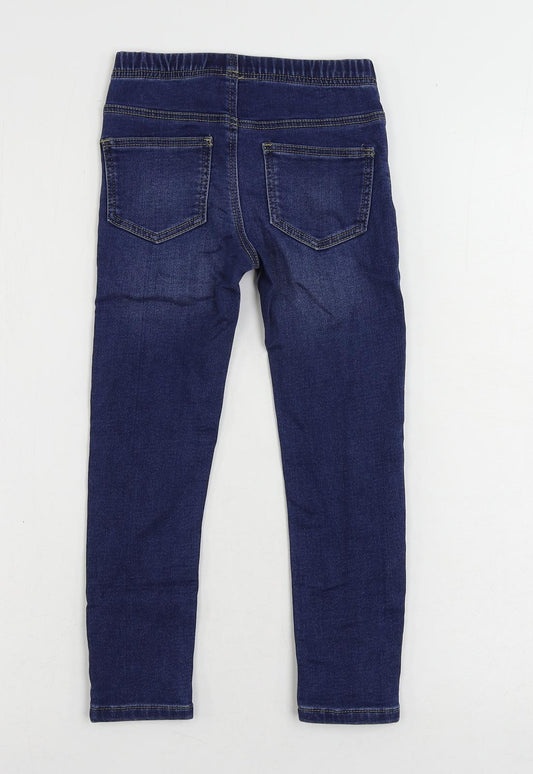 Marks and Spencer Girls Blue Cotton Jegging Jeans Size 5-6 Years Regular - Elastic Waist