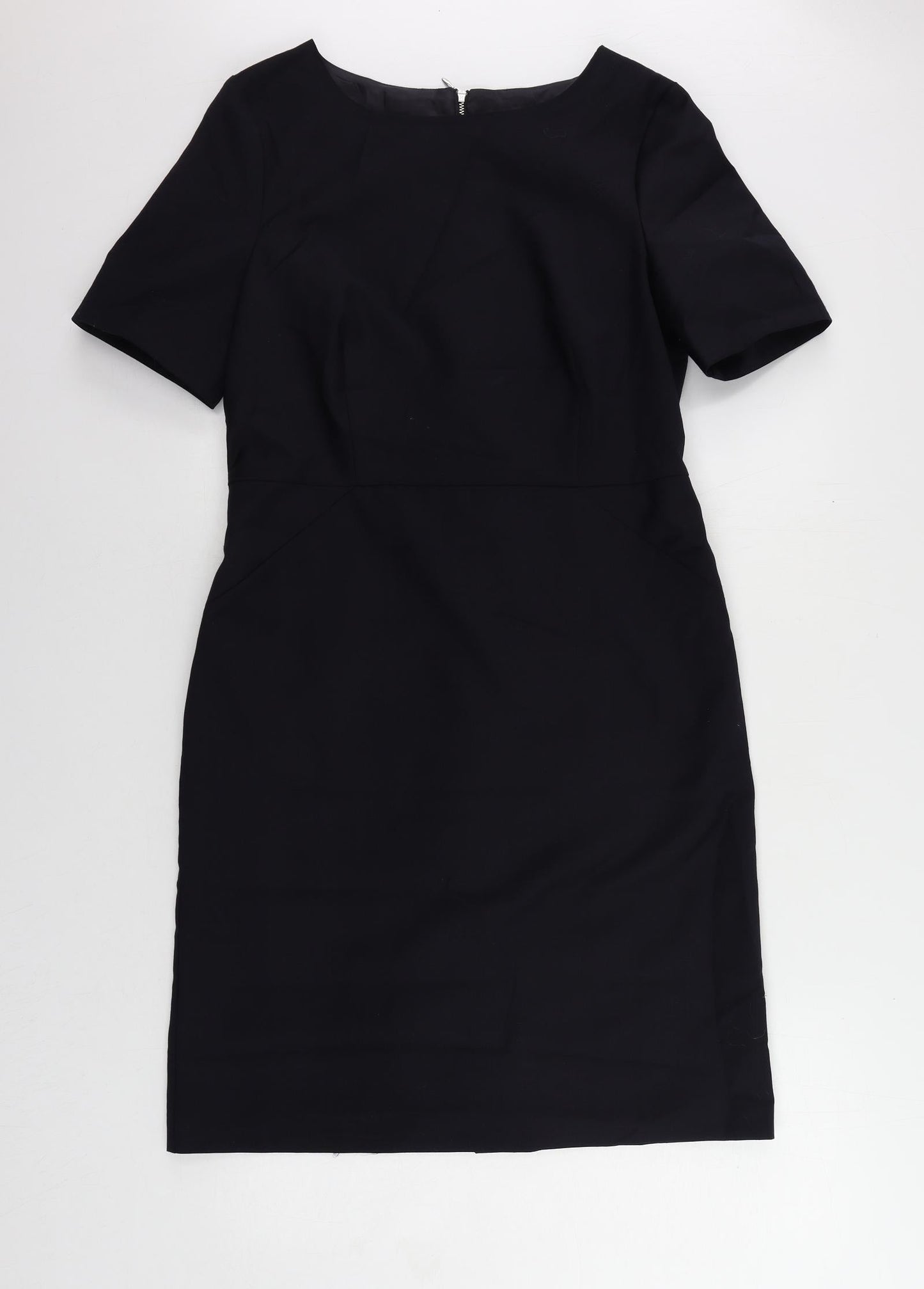 John Lewis Womens Blue Polyester Pencil Dress Size 12 Boat Neck Zip