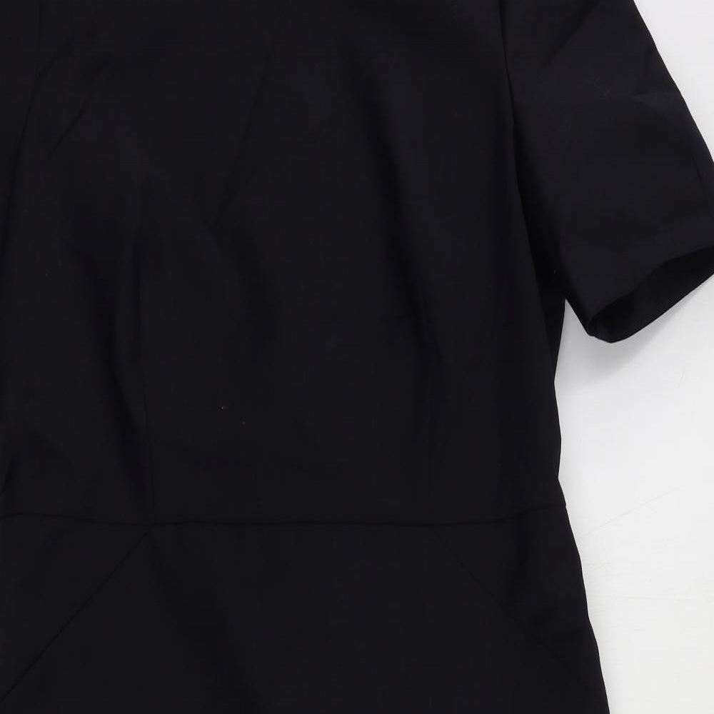 John Lewis Womens Blue Polyester Pencil Dress Size 12 Boat Neck Zip