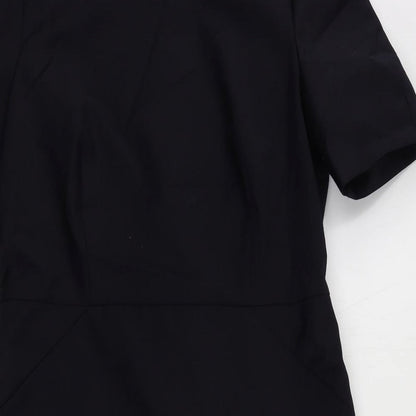 John Lewis Womens Blue Polyester Pencil Dress Size 12 Boat Neck Zip