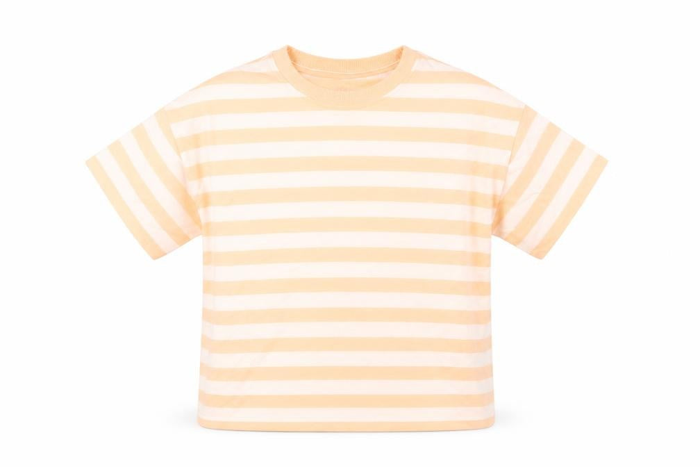 Marks and Spencer Boys White Striped Cotton Basic T-Shirt Size 7-8 Years Round Neck Pullover