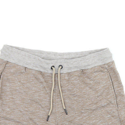 Intense Mens Brown Cotton Sweat Shorts Size S L6 in Regular Drawstring
