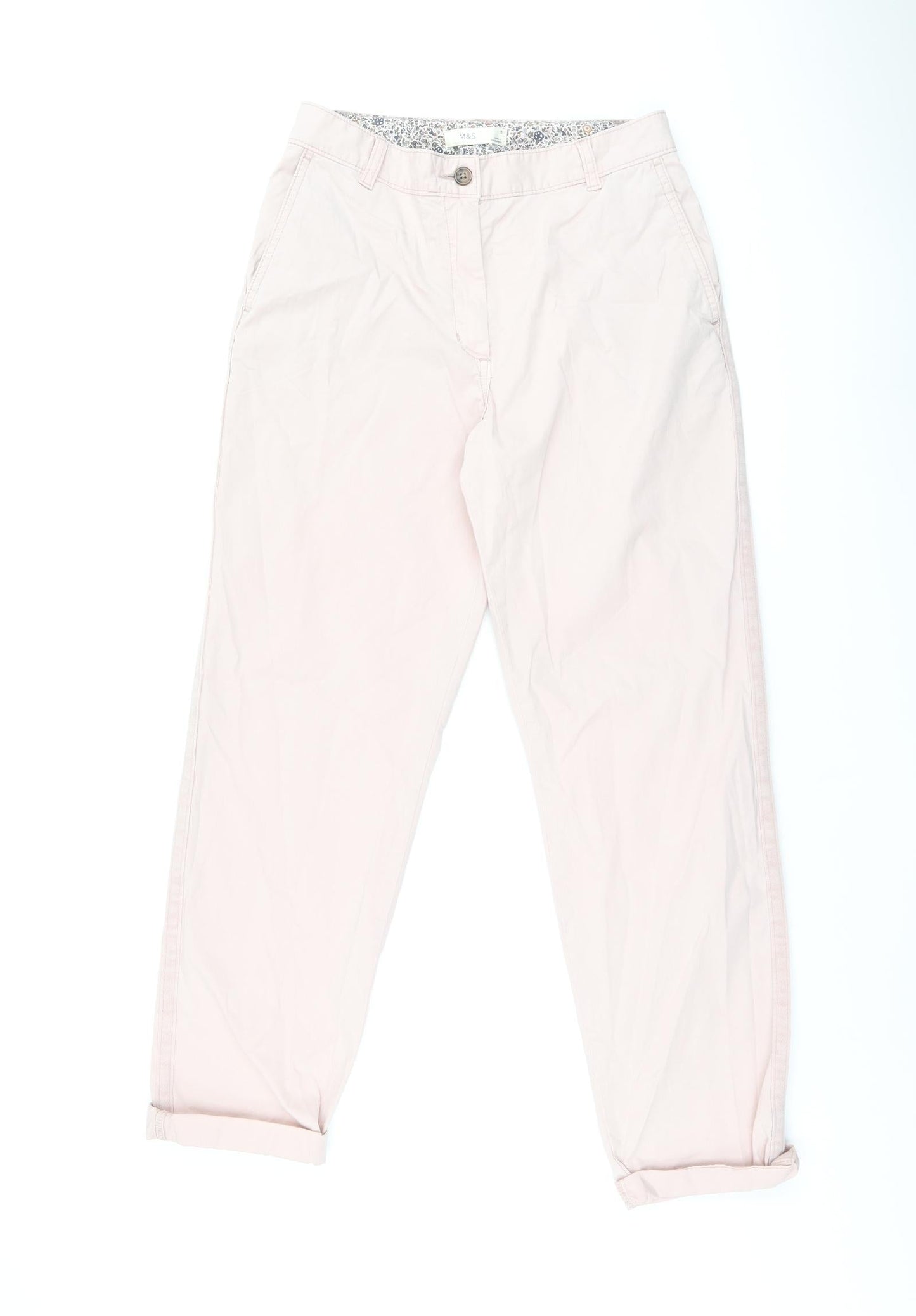 Womens UK Size 8 Marks and Spencer Regular Fit Chino Pink Trousers