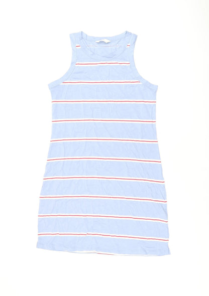 Marks and Spencer Womens Blue Striped Cotton Bodycon Size M Round Neck Pullover