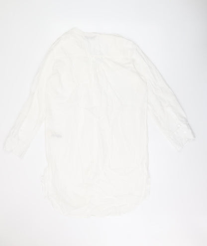 Marks and Spencer Womens White Cotton Shirt Dress Size M V-Neck Button