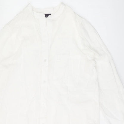 Marks and Spencer Womens White Cotton Shirt Dress Size M V-Neck Button