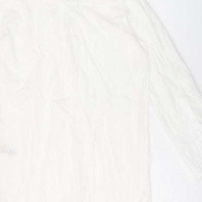 Marks and Spencer Womens White Cotton Shirt Dress Size M V-Neck Button