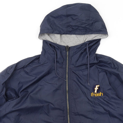 Auburn Mens Blue Windbreaker Coat Size L Zip