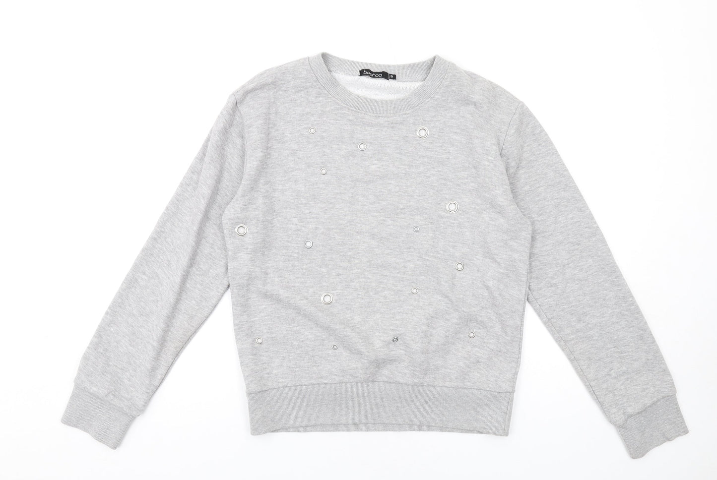 Boohoo Womens Grey Polyester Pullover Sweatshirt Size S Pullover